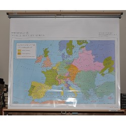 Europe About 1560: Retractable Pull Down Map, Mounted on Metal Rods